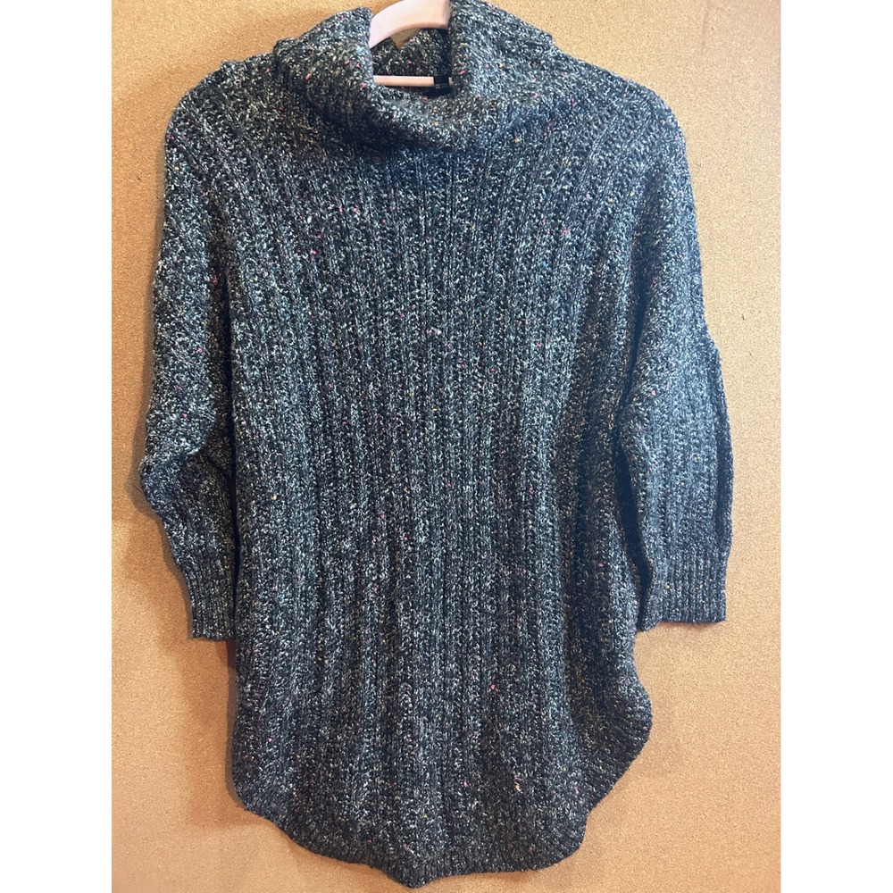 Express Sweater‎ Womens Medium Charcoal Gray Confetti Chunky Knit Cowl Neck
